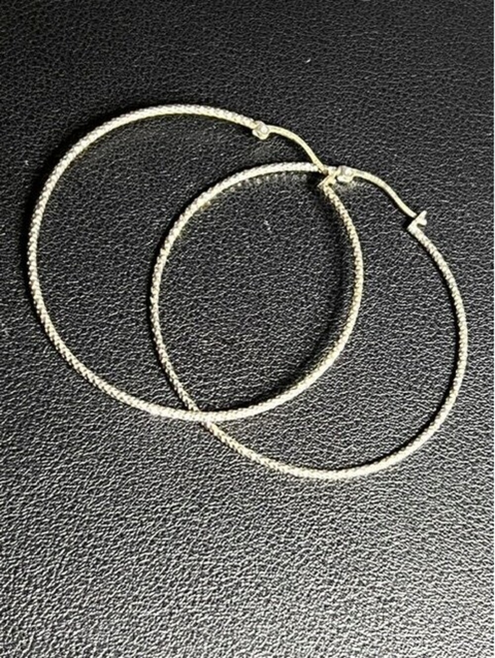B6513 Sterling Silver 925 MC-235 MEXICO Large sparkle cut Hoop Earrings 2.25" - Picture 3 of 3